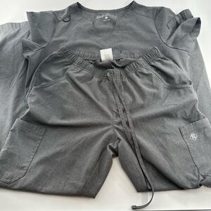 Easy Stretch Gray Scrub Set Women’s Solid Nurse Clothing